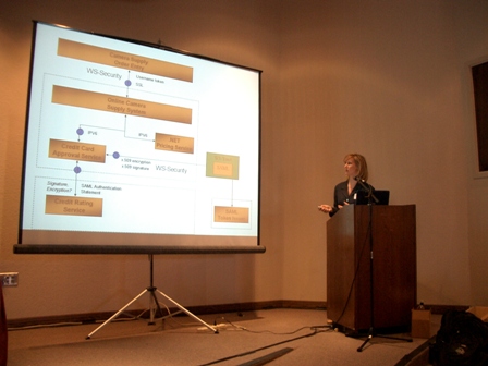 A picture of Michele presenting on Web Services