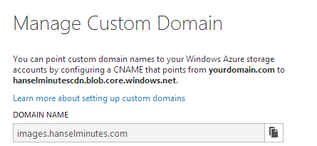 A custom Azure CNAME for my Domain