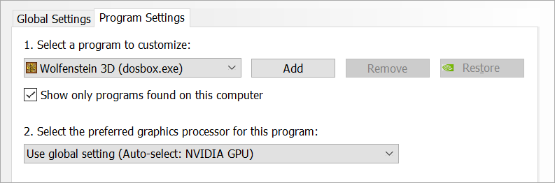 You can control which GPU on a program by program basis