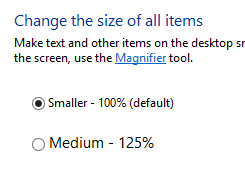 Change the size of all items