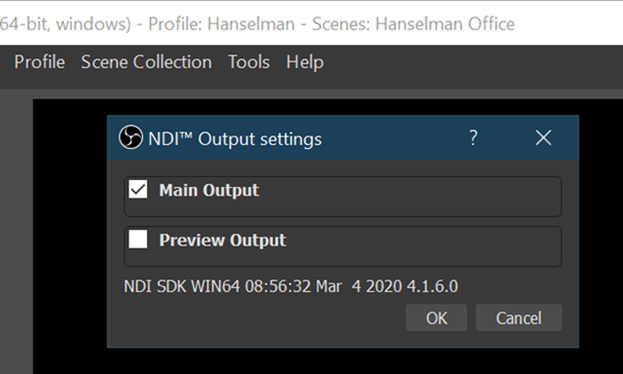 NDI Output Settings in OBS