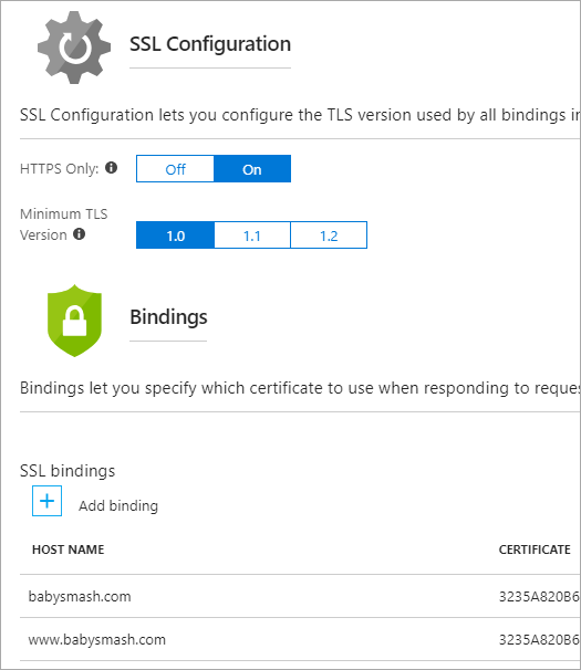 HTTPS Only in the Azure Portal