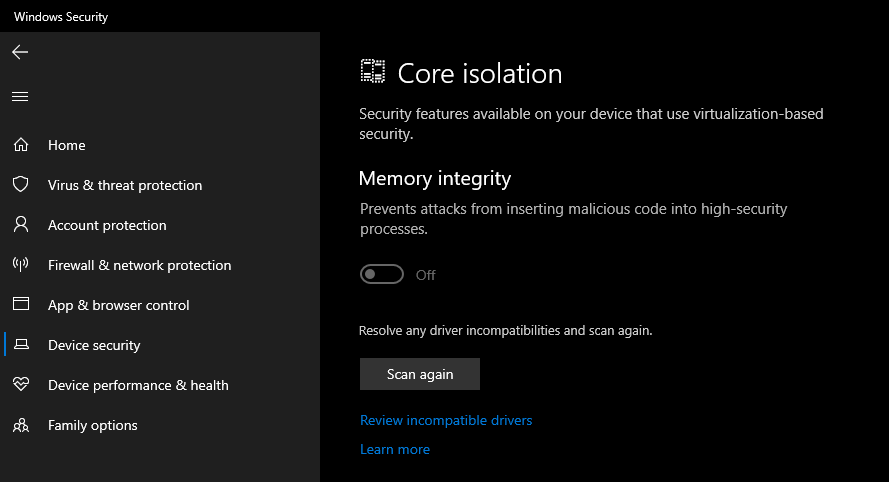 How to on Memory Integrity and in Windows 10 - Scott Hanselman's Blog