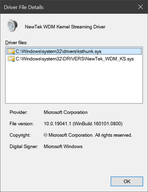 NDI NewTek WDM Kernel Streaming Driver