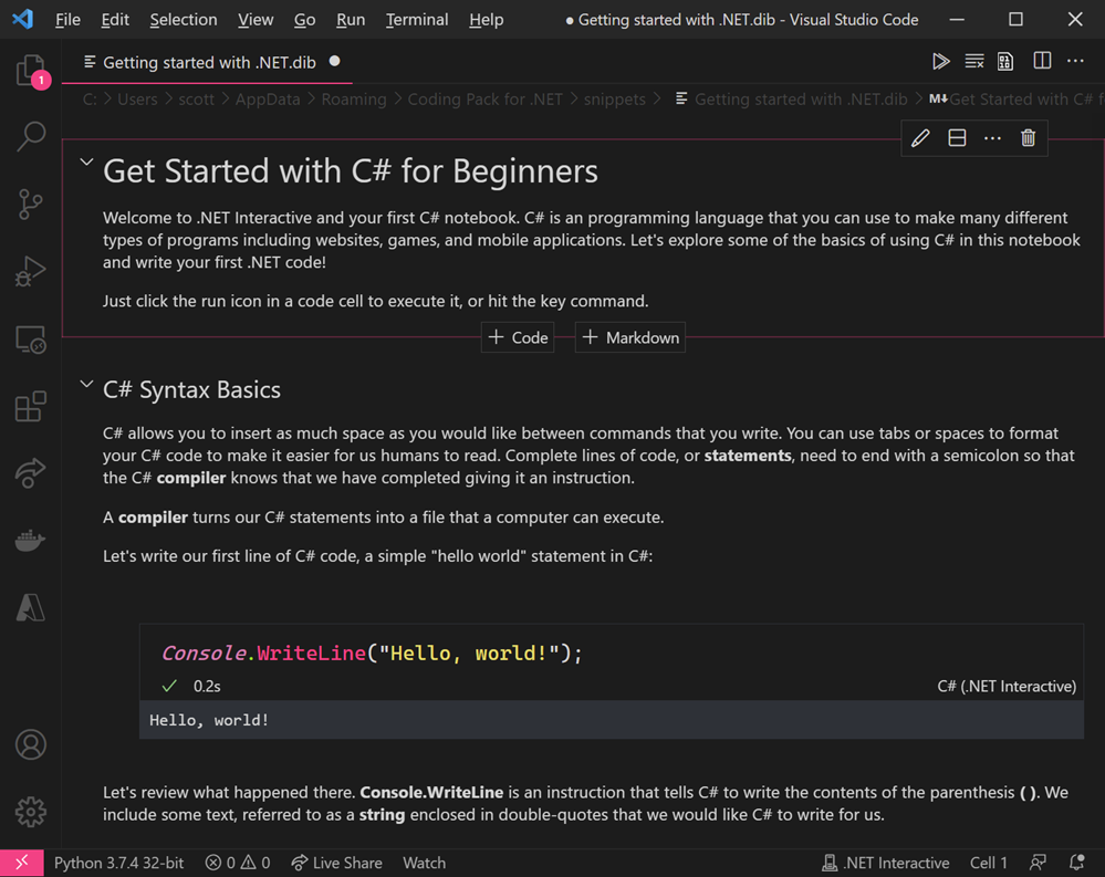 Introducing The .NET Coding Pack for VS Code - Getting Started