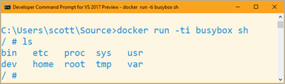 docker run -ti busybox sh