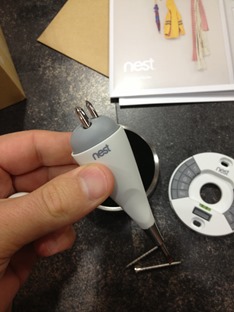 Checking out the amazing tiny screwdriver the Nest guys included