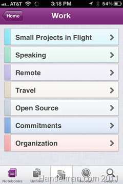 Microsoft OneNote on IOS - List of Notes