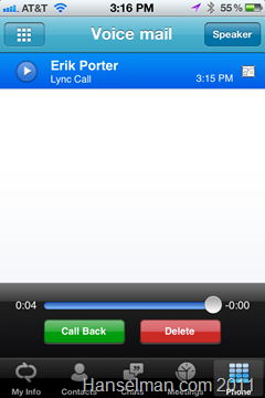 The Microsoft Lync iPhone Application - Voice Mails