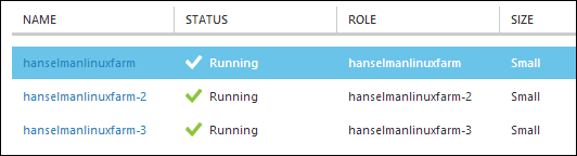 All three VMs are "running"