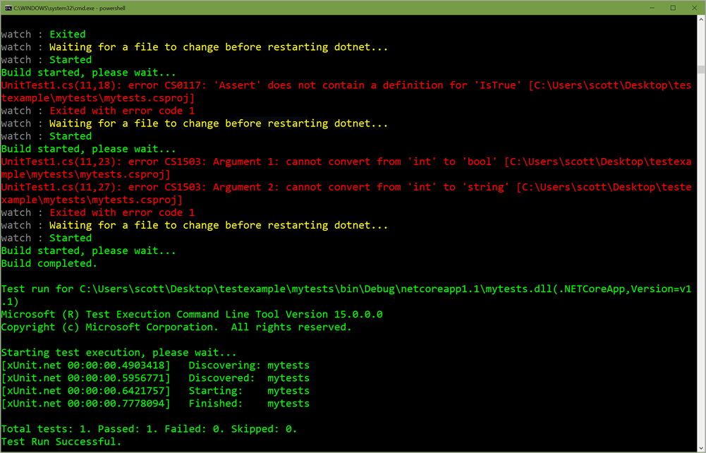 Command Line Using Dotnet Watch Test For Continuous Testing With NET 