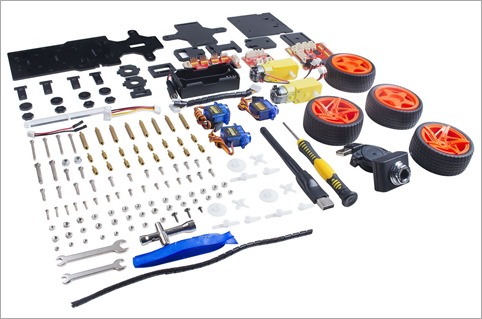 The SunFounder Raspberry Pi Car kit comes wtih everything you need except the 18650 batteries. You'll need to get those elsewhere.
