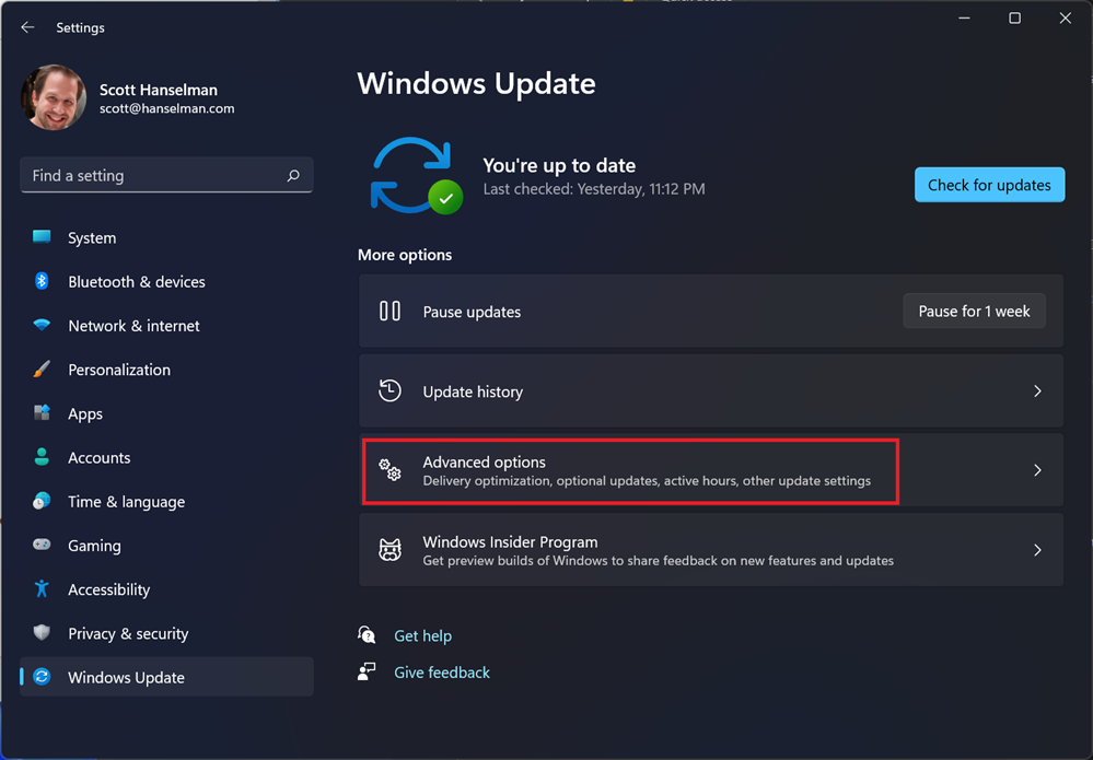 Windows Update optional updates in Windows 11