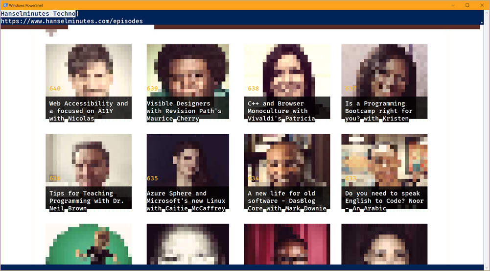 Tiny pixelated heads made with ASCII