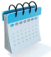 A calendar with a spiral binder