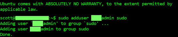 Adding user to group sudo