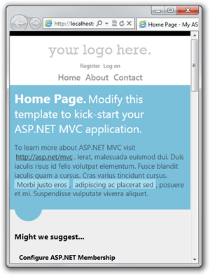 The new responsive design of the MVC4 HTML5 default template