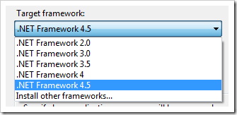 All the frameworks from 2 to 4.5 living together in a single dropdown. I never thought I'd see the day.