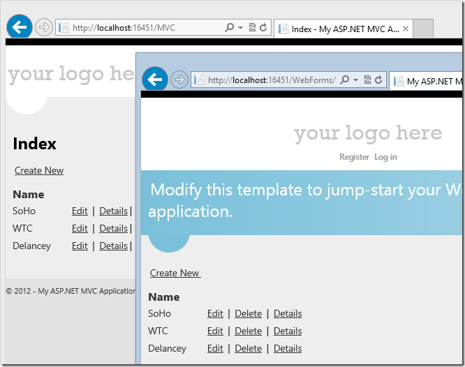 MVC and Web Forms together in one app