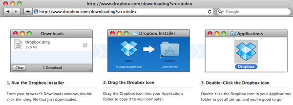 Dropbox - Safari on a Mac