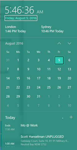 The new Windows 10 Calendar widget is lovely
