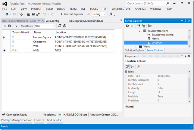 Entity Framework v5 Code First and VS2012 support for SQL Server's geography types