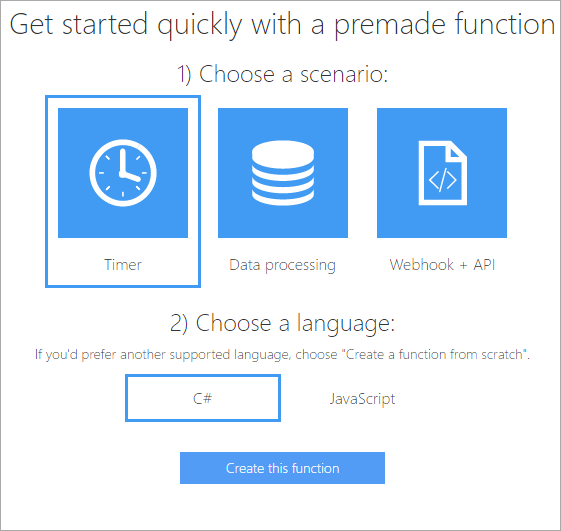Getting started with Azure Functions - Create This Function