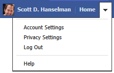 Privacy settings in Facebook is in the upper right corner