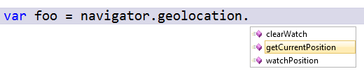 Geolocation in JavaScript in VS