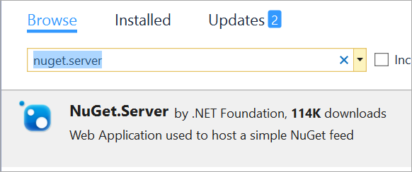 Nuget install NuGet.Server