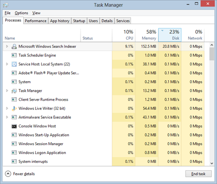 Processes in Task Manager