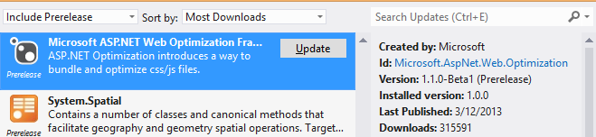 Get Optimization Updates by "including PreRelease"