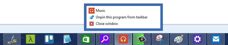 Windows Store apps can be pinned to the taskbar
