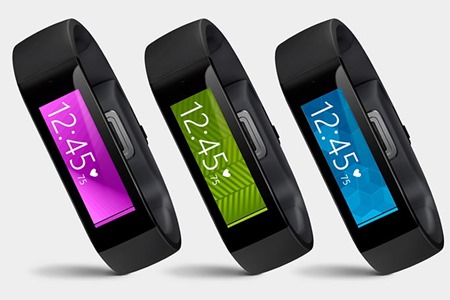 Microsoft Bands in various colors