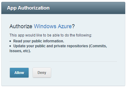 Authorize Windows Azure?