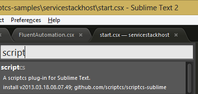 You can use PackageControl in SublimeText2 and install the ScriptCS package