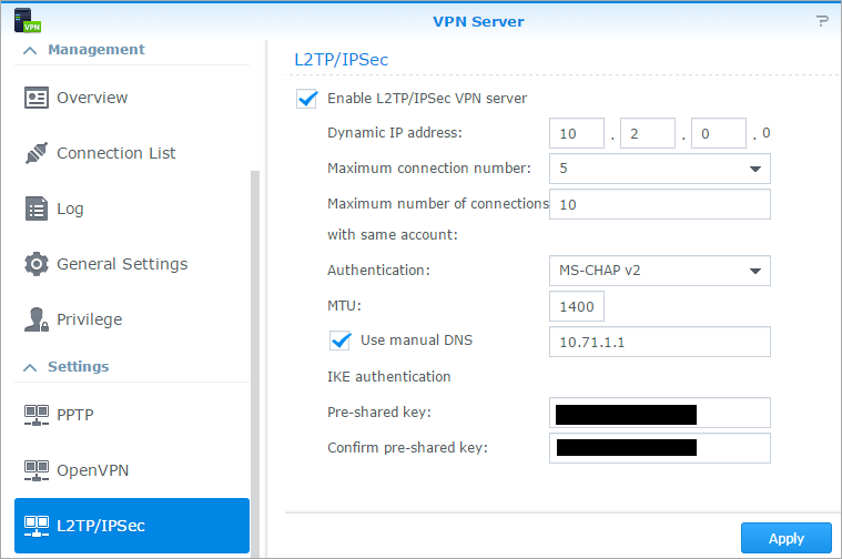 L2TP in Synology