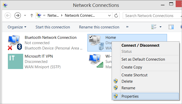 Network Connections with VPN