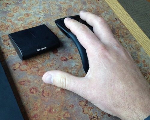 The ArcTouch Mouse and the Wedge next to my hand
