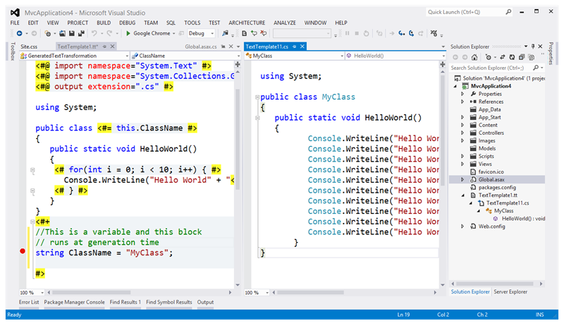 T4 in Visual Studio 2012 has Debugging!