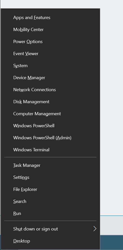 Windows Terminal in the WIN+X menu