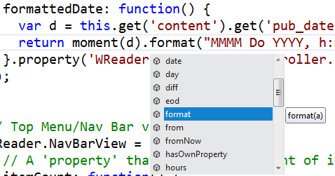 Intellisense available on dates with VS11 and moment.js
