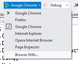 The debug dropdown now include a Browse With option