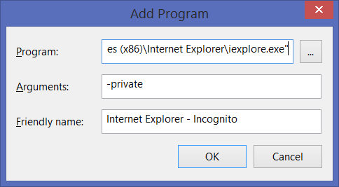 Internet Explorer Private mode