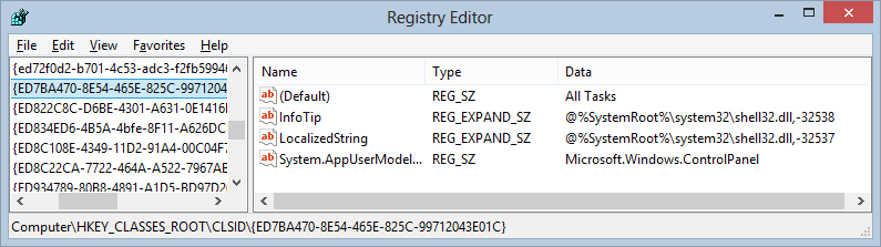 God Mode in the registry is a GUID pointing to the Control Panel