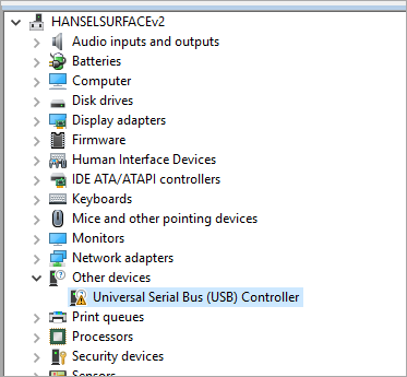 Universal Serial Bus (USB) Controller banged out in Device Manager