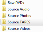 Raw DVDs, Source Audio, Source Photos, Source Tapes, Source Videos