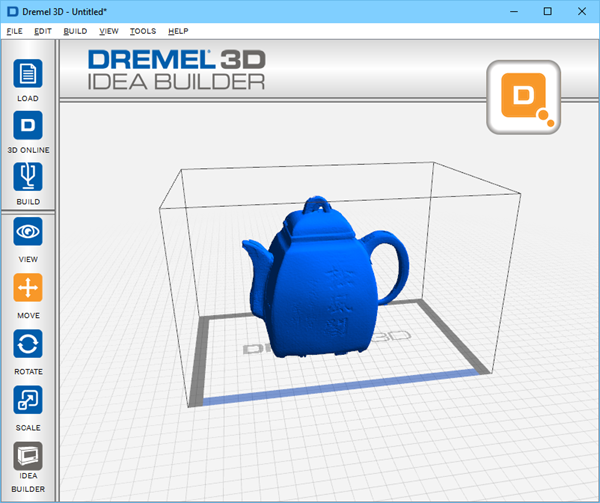 3D Scanned Teapot from the HP Sprout's 3D Scanning Stage in the Dremel 3D Software