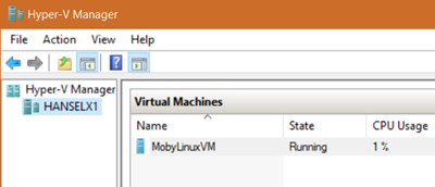 "Moby" the Docker VM running in Hyper-V
