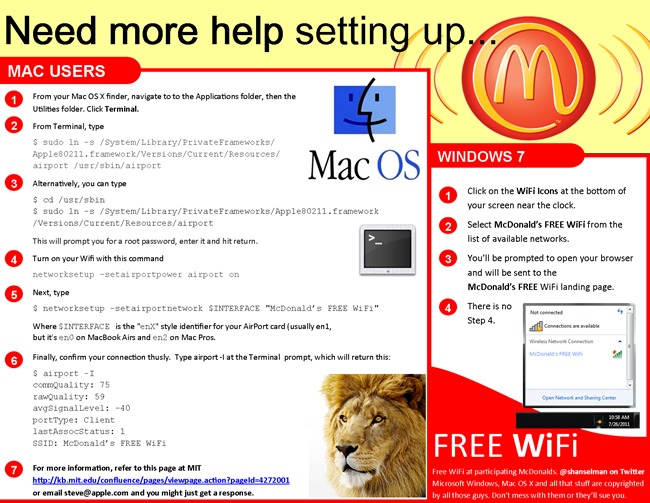 Updated McDonald's WiFi Instructions